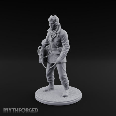 Radio Calling Human Resistance Fighter Miniature for Dungeons and Dragons, Pathfinder or other TTRPGs