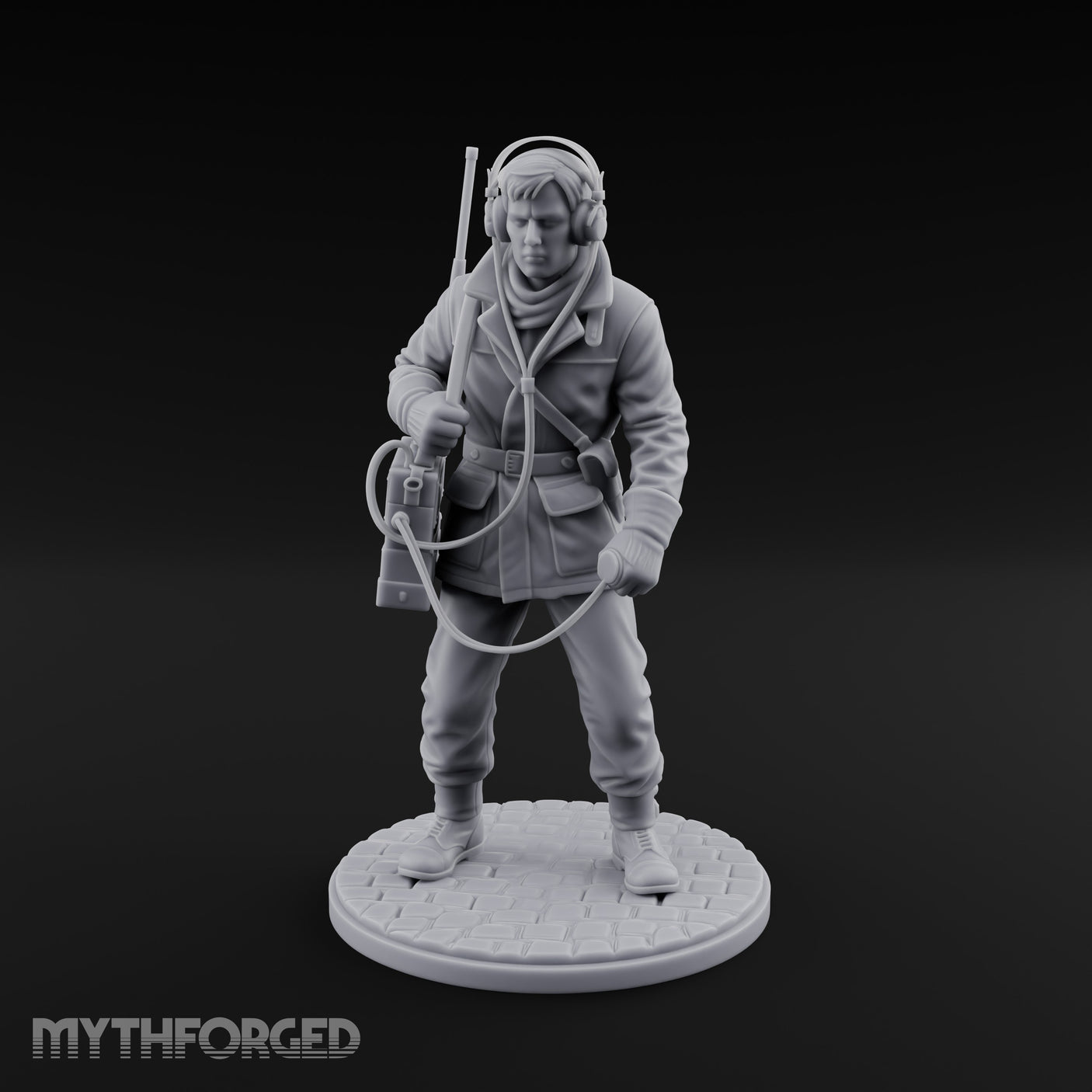 Radio Calling Human Resistance Fighter Miniature for Dungeons and Dragons, Pathfinder or other TTRPGs