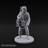 Radio Calling Human Resistance Fighter Miniature for Dungeons and Dragons, Pathfinder or other TTRPGs