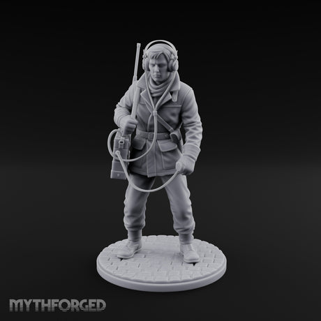 Radio Calling Human Resistance Fighter Miniature for Dungeons and Dragons, Pathfinder or other TTRPGs