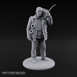 Radio Hoisting Rope Slinging Human Survivor Miniature for Dungeons and Dragons, Pathfinder or other TTRPGs
