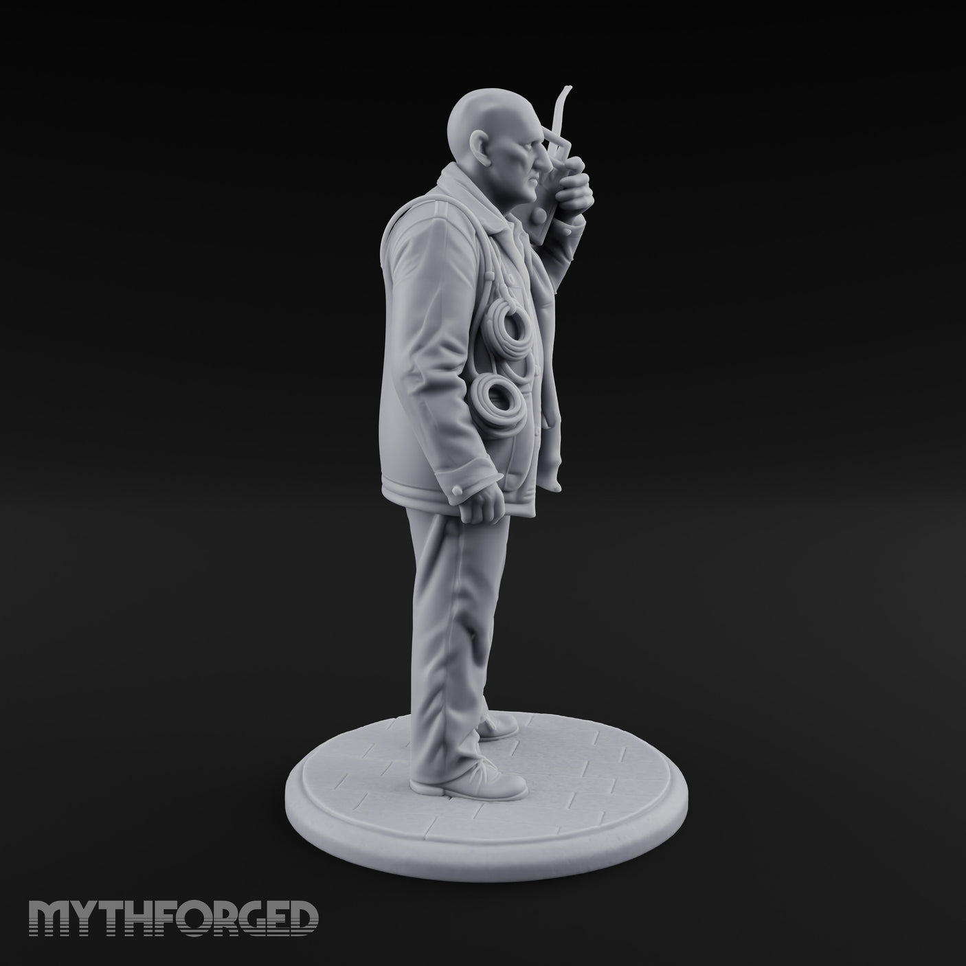 Radio Hoisting Rope Slinging Human Survivor Miniature for Dungeons and Dragons, Pathfinder or other TTRPGs