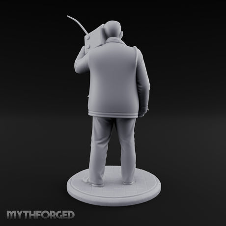 Radio Hoisting Rope Slinging Human Survivor Miniature for Dungeons and Dragons, Pathfinder or other TTRPGs