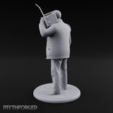 Radio Hoisting Rope Slinging Human Survivor Miniature for Dungeons and Dragons, Pathfinder or other TTRPGs