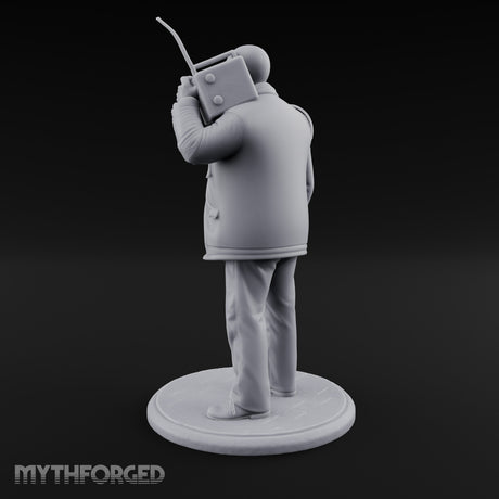 Radio Hoisting Rope Slinging Human Survivor Miniature for Dungeons and Dragons, Pathfinder or other TTRPGs