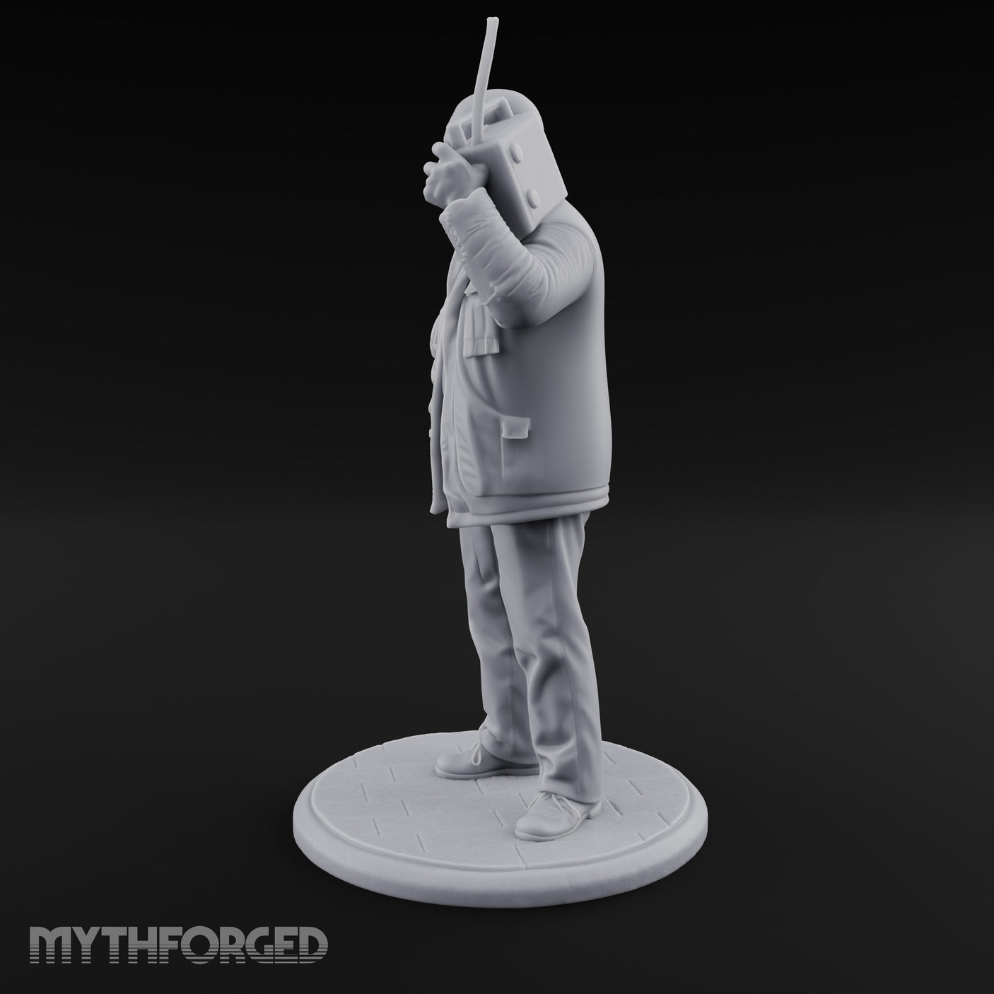 Radio Hoisting Rope Slinging Human Survivor Miniature for Dungeons and Dragons, Pathfinder or other TTRPGs
