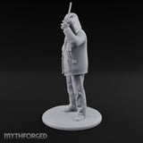Radio Hoisting Rope Slinging Human Survivor Miniature for Dungeons and Dragons, Pathfinder or other TTRPGs