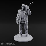 Radio Hoisting Rope Slinging Human Survivor Miniature for Dungeons and Dragons, Pathfinder or other TTRPGs
