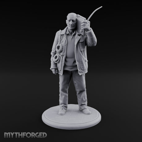 Radio Hoisting Rope Slinging Human Survivor Miniature for Dungeons and Dragons, Pathfinder or other TTRPGs