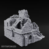 Rafter-Exposed Rose-Windowed Gothic Cathedral Ruins Miniature for Dungeons and Dragons, Pathfinder or other TTRPGs