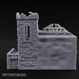 Rafter-Exposed Rose-Windowed Gothic Cathedral Ruins Miniature for Dungeons and Dragons, Pathfinder or other TTRPGs