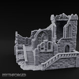 Rafter-Exposed Rose-Windowed Gothic Cathedral Ruins Miniature for Dungeons and Dragons, Pathfinder or other TTRPGs