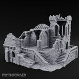 Rafter-Exposed Rose-Windowed Gothic Cathedral Ruins Miniature for Dungeons and Dragons, Pathfinder or other TTRPGs