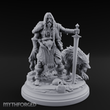 Wolf Companioned Northman Miniature for Dungeons and Dragons, Pathfinder or other TTRPGs