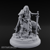 Wolf Companioned Northman Miniature for Dungeons and Dragons, Pathfinder or other TTRPGs