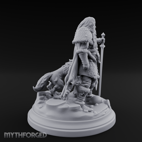 Wolf Companioned Northman Miniature for Dungeons and Dragons, Pathfinder or other TTRPGs