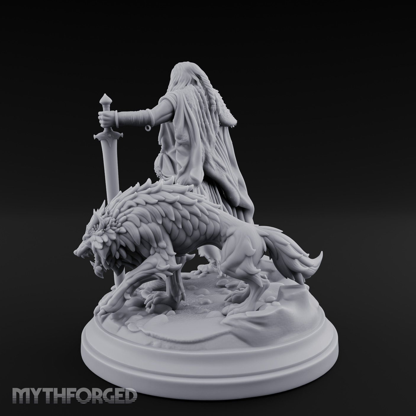 Wolf Companioned Northman Miniature for Dungeons and Dragons, Pathfinder or other TTRPGs