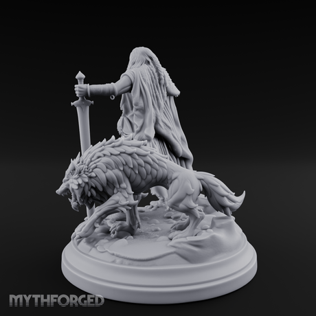 Wolf Companioned Northman Miniature for Dungeons and Dragons, Pathfinder or other TTRPGs