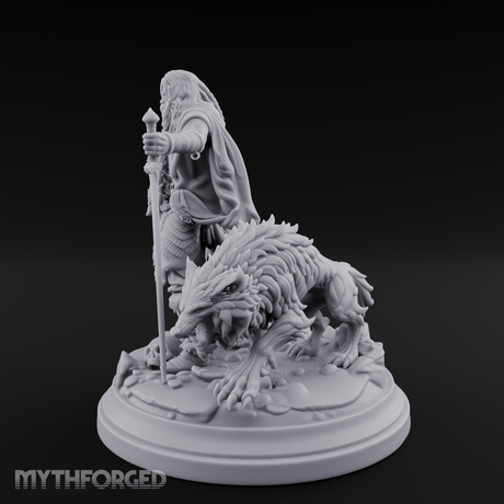 Wolf Companioned Northman Miniature for Dungeons and Dragons, Pathfinder or other TTRPGs