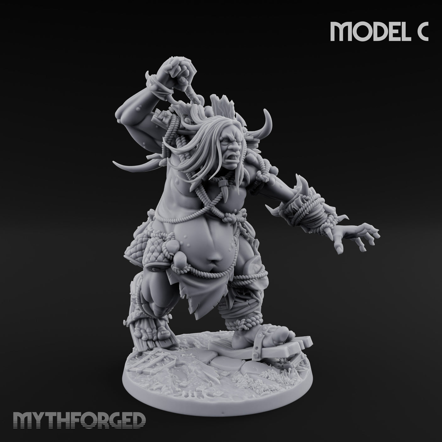 Raiding And Pillaging Hill Giant Marauders Miniature for Dungeons and Dragons, Pathfinder or other TTRPGs