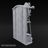 Ram-Skull Topped Pack-Laden Adventurer's Shop Shelf Miniature for Dungeons and Dragons, Pathfinder or other TTRPGs