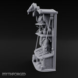 Ram-Skull Topped Pack-Laden Adventurer's Shop Shelf Miniature for Dungeons and Dragons, Pathfinder or other TTRPGs