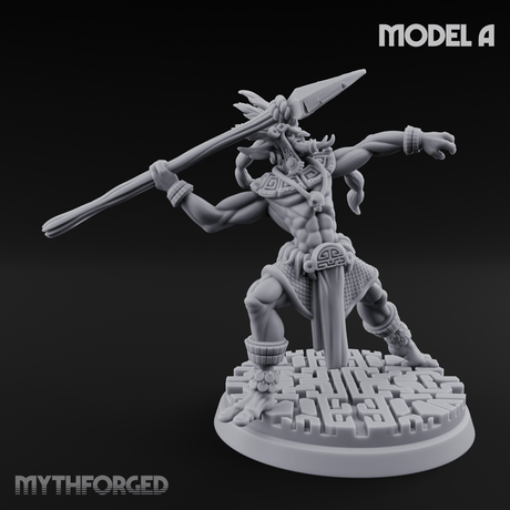 Aztec Inspired Spear Hobgoblin Warrior A Miniature for Dungeons and Dragons, Pathfinder or other TTRPGs