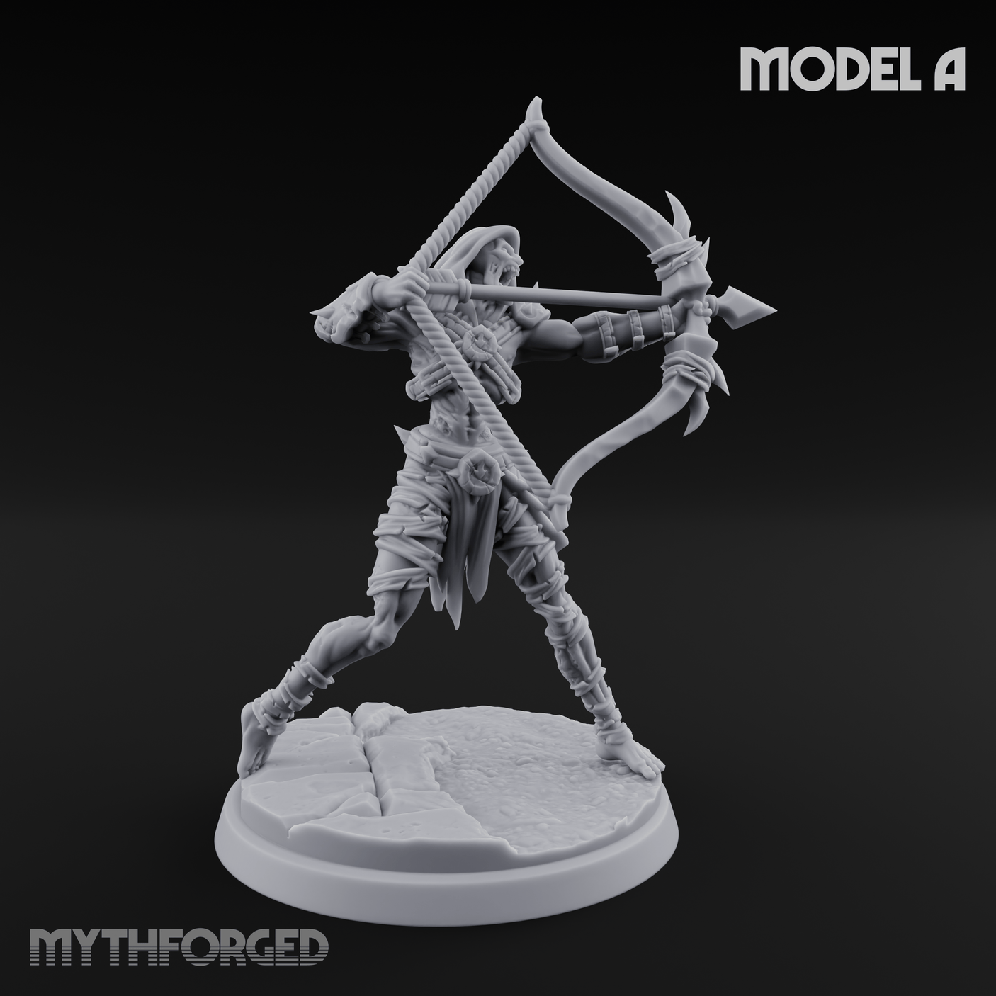Drawing Back For The Shot Ghoul Archers A Miniature for Dungeons and Dragons, Pathfinder or other TTRPGs