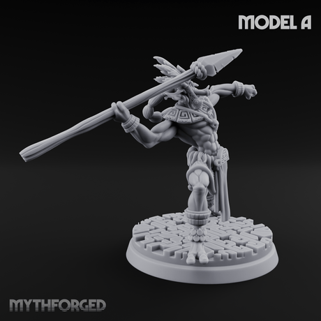 Aztec Inspired Spear Hobgoblin Warrior A Miniature for Dungeons and Dragons, Pathfinder or other TTRPGs