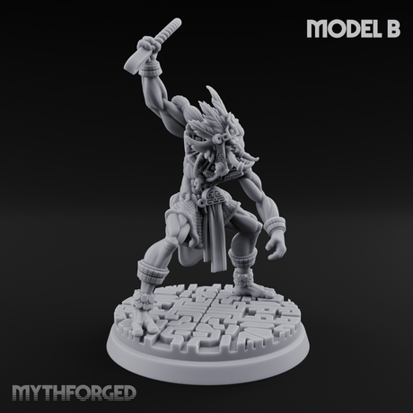 Aztec Inspired Spear Hobgoblin Warrior B Miniature for Dungeons and Dragons, Pathfinder or other TTRPGs