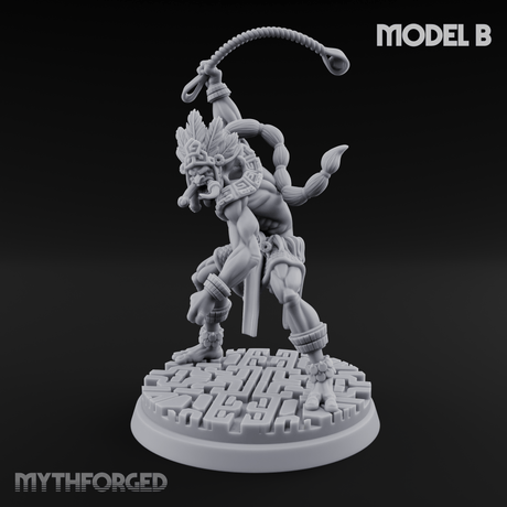 Aztec Inspired Spear Hobgoblin Warrior B Miniature for Dungeons and Dragons, Pathfinder or other TTRPGs