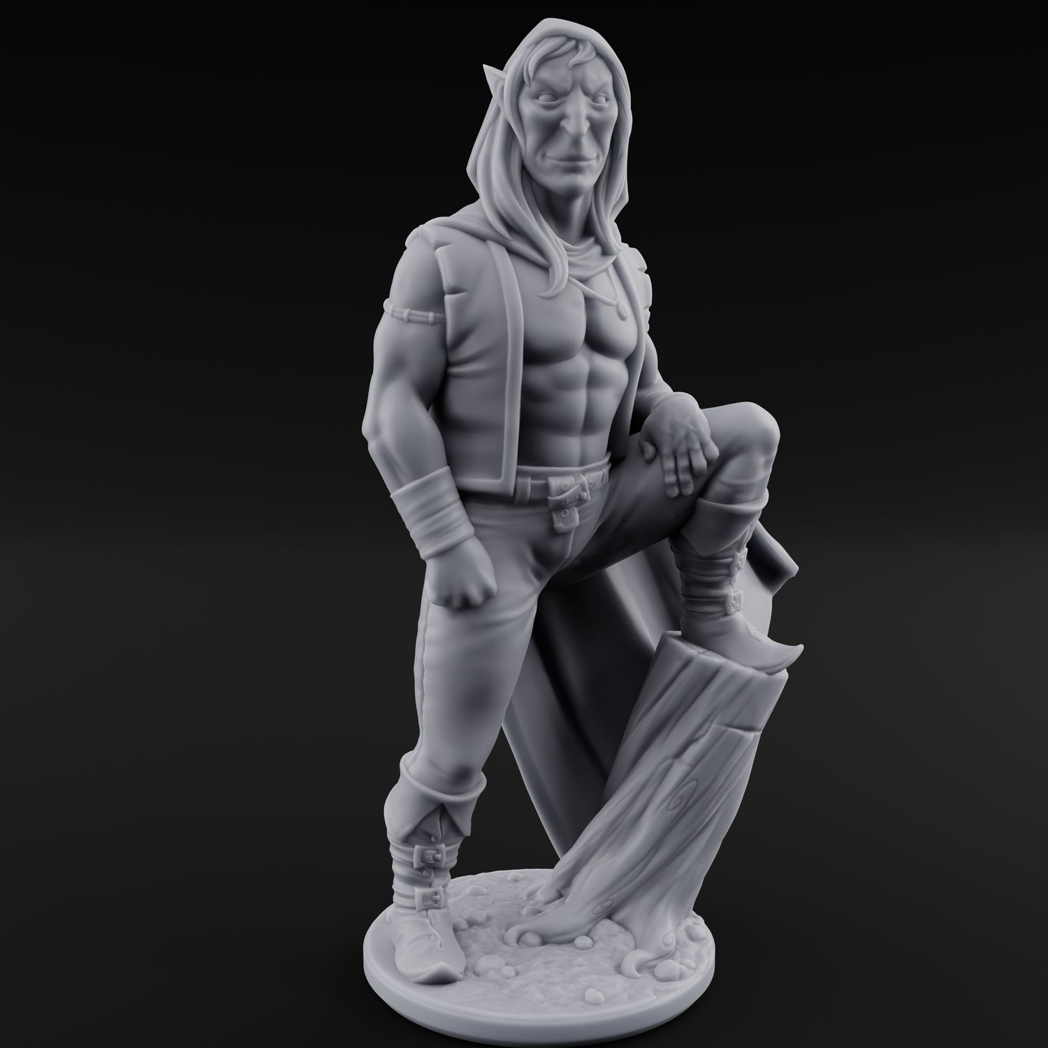 Shirtless And Sneering Elf Rangers Miniature for Dungeons and Dragons, Pathfinder or other TTRPGs