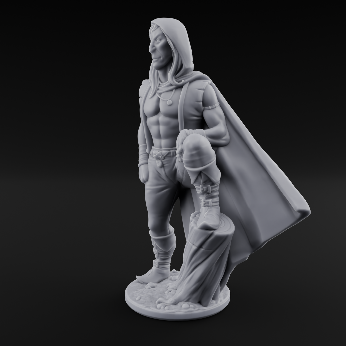 Shirtless And Sneering Elf Ranger A Miniature for Dungeons and Dragons, Pathfinder or other TTRPGs