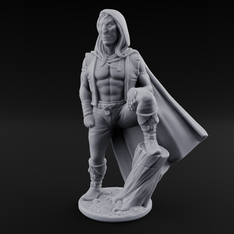 Shirtless And Sneering Elf Ranger A Miniature for Dungeons and Dragons, Pathfinder or other TTRPGs