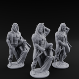Shirtless And Sneering Elf Rangers Miniature for Dungeons and Dragons, Pathfinder or other TTRPGs