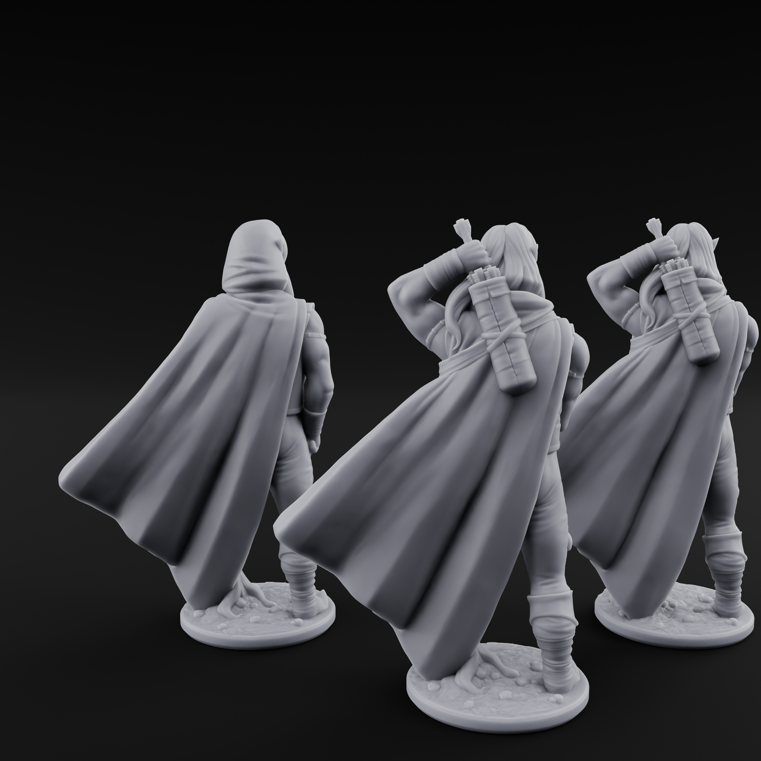 Shirtless And Sneering Elf Rangers Miniature for Dungeons and Dragons, Pathfinder or other TTRPGs