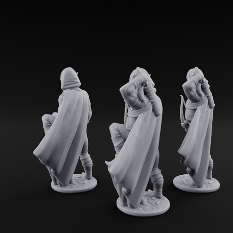 Shirtless And Sneering Elf Rangers Miniature for Dungeons and Dragons, Pathfinder or other TTRPGs