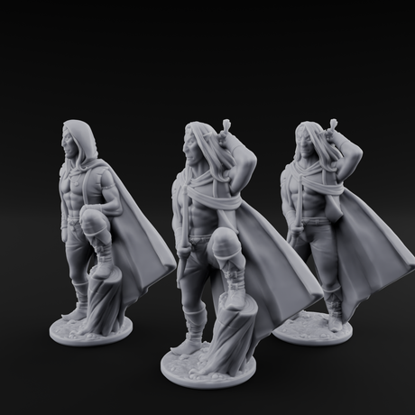 Shirtless And Sneering Elf Rangers Miniature for Dungeons and Dragons, Pathfinder or other TTRPGs