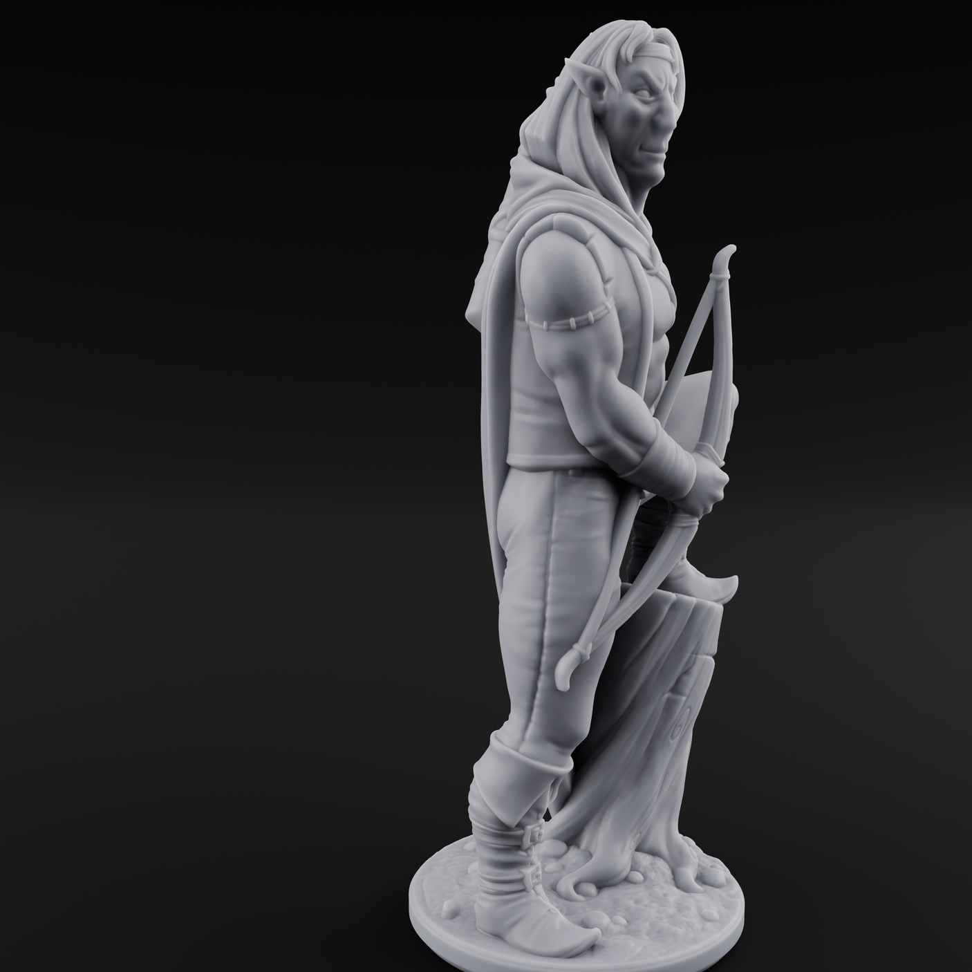 Shirtless And Sneering Elf Ranger B Miniature for Dungeons and Dragons, Pathfinder or other TTRPGs