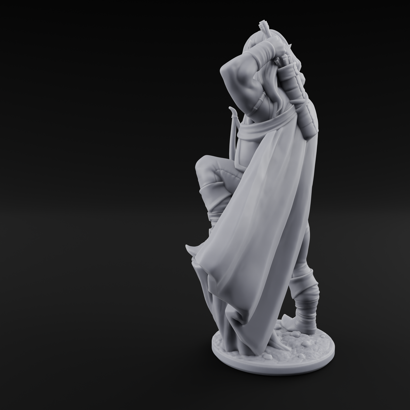 Shirtless And Sneering Elf Rangers Miniature for Dungeons and Dragons, Pathfinder or other TTRPGs