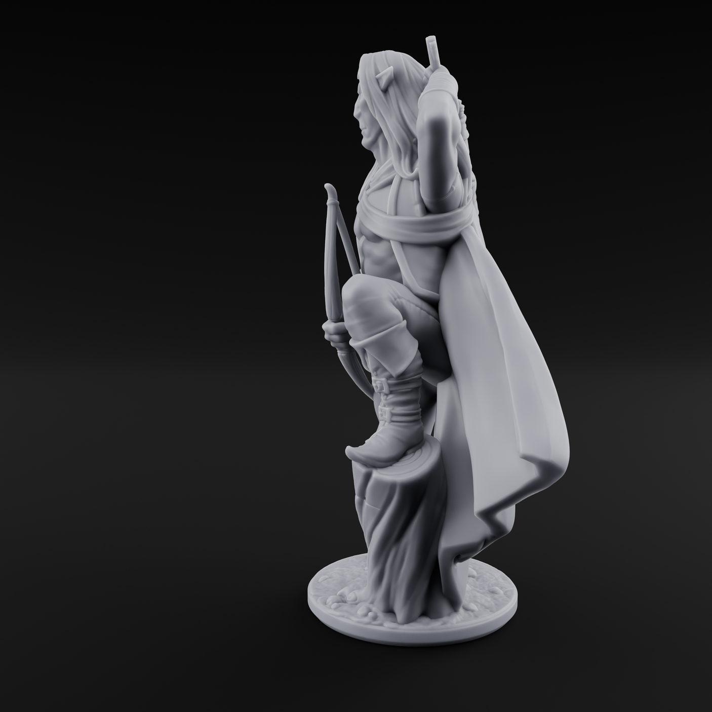Shirtless And Sneering Elf Rangers Miniature for Dungeons and Dragons, Pathfinder or other TTRPGs
