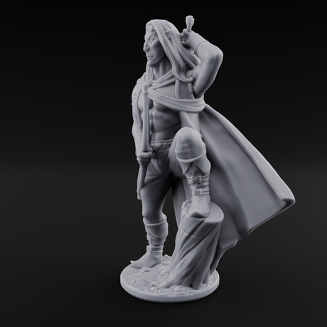 Shirtless And Sneering Elf Rangers Miniature for Dungeons and Dragons, Pathfinder or other TTRPGs