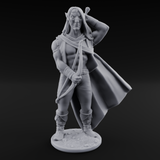 Shirtless And Sneering Elf Ranger C Miniature for Dungeons and Dragons, Pathfinder or other TTRPGs