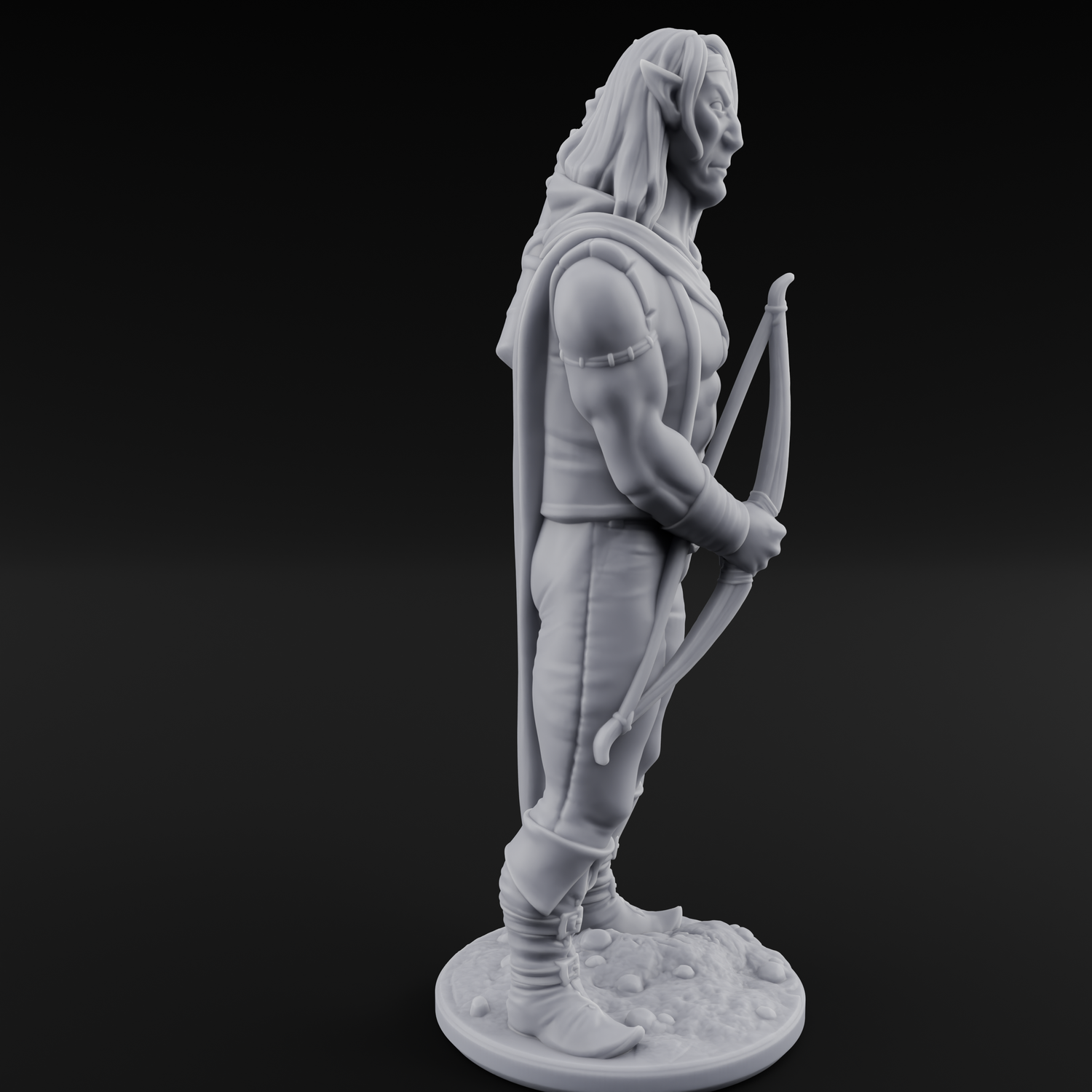 Shirtless And Sneering Elf Ranger C Miniature for Dungeons and Dragons, Pathfinder or other TTRPGs