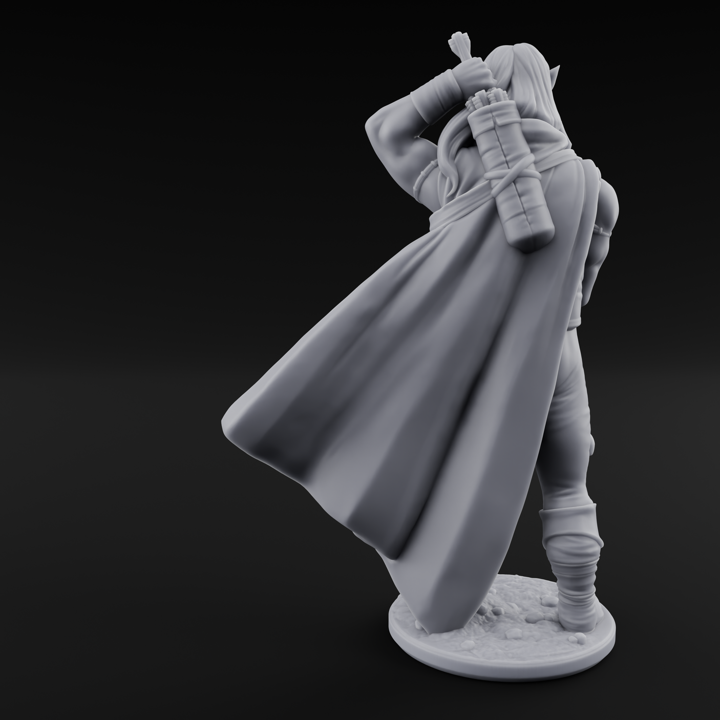 Shirtless And Sneering Elf Rangers Miniature for Dungeons and Dragons, Pathfinder or other TTRPGs