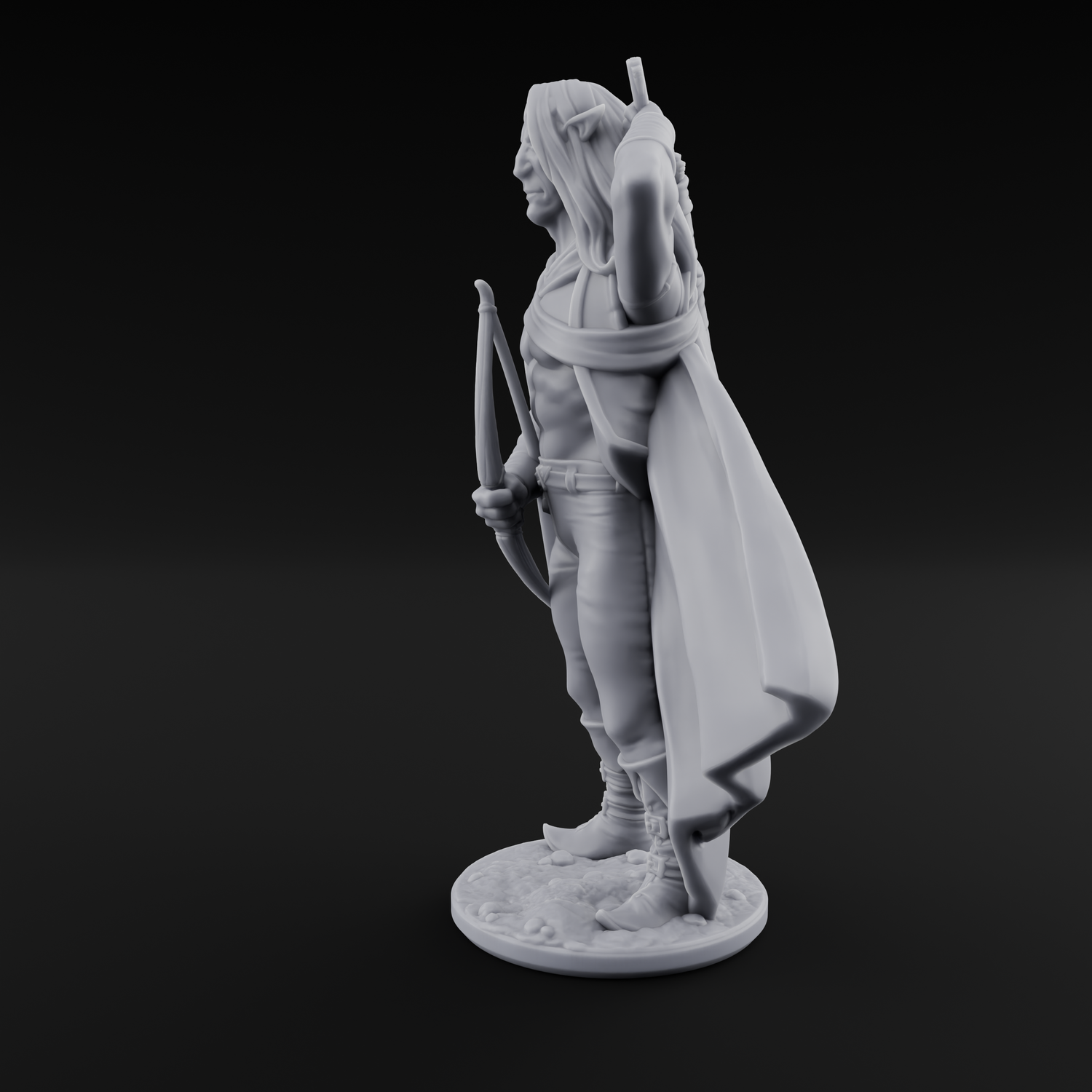 Shirtless And Sneering Elf Ranger C Miniature for Dungeons and Dragons, Pathfinder or other TTRPGs