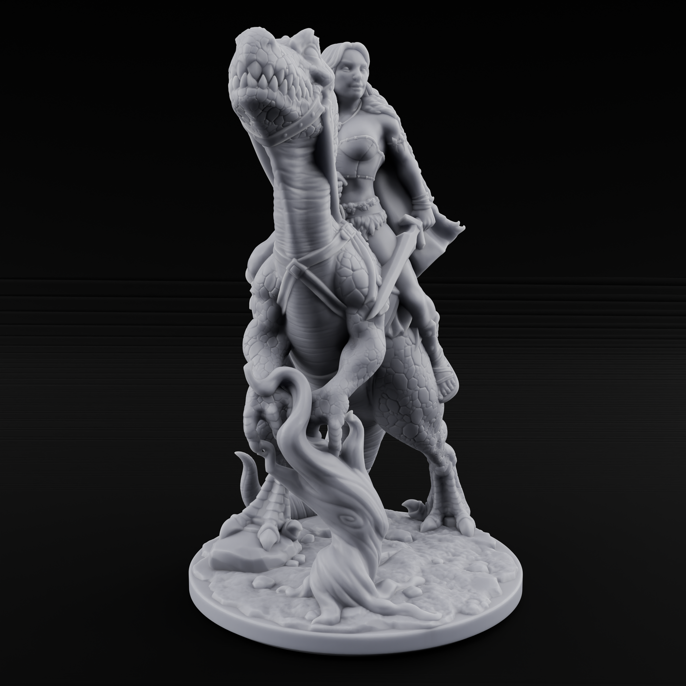 Saddle Steady Human Raptor Rider Miniature for Dungeons and Dragons, Pathfinder or other TTRPGs