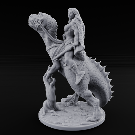 Saddle Steady Human Raptor Rider Miniature for Dungeons and Dragons, Pathfinder or other TTRPGs