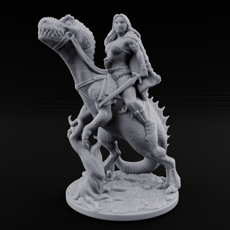 Saddle Steady Human Raptor Rider Miniature for Dungeons and Dragons, Pathfinder or other TTRPGs