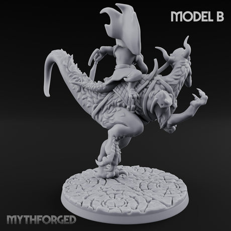 Raptor Riding Kobold Beast Rider B Miniature for Dungeons and Dragons, Pathfinder or other TTRPGs